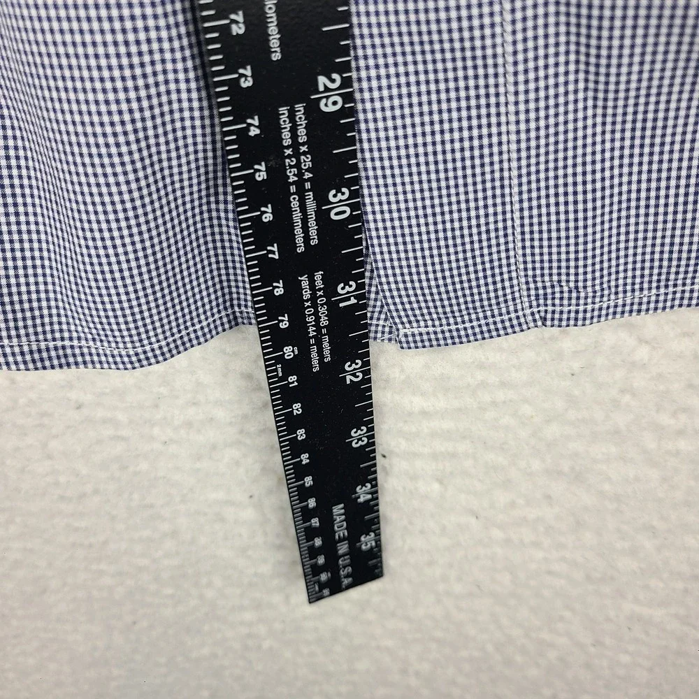 AJ ARMANI JEANS Shirt Mens Large Blue Mini Check Regular Fit Dress‎ Button Up